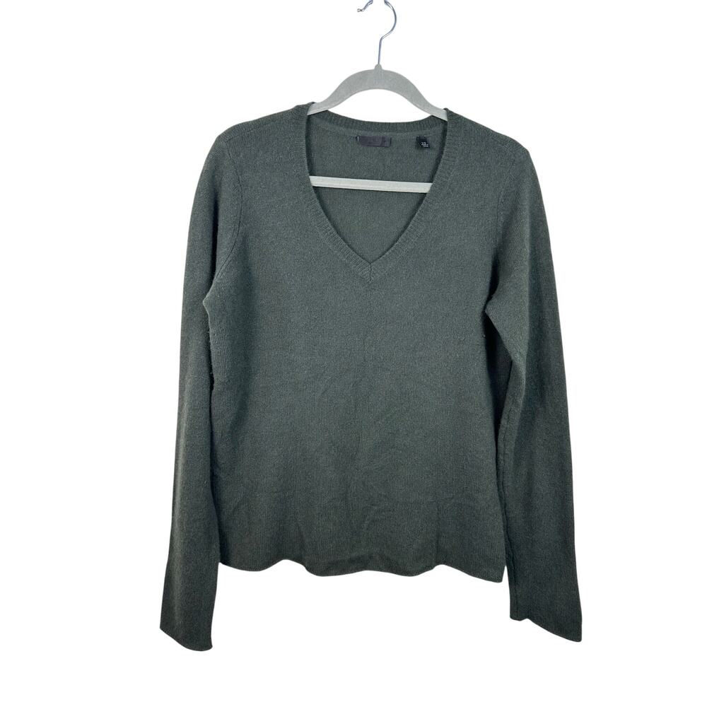 ATM Anthony Thomas Melillo V Neck Sweater Womens L Green EUC Cashmere AW8268-AL